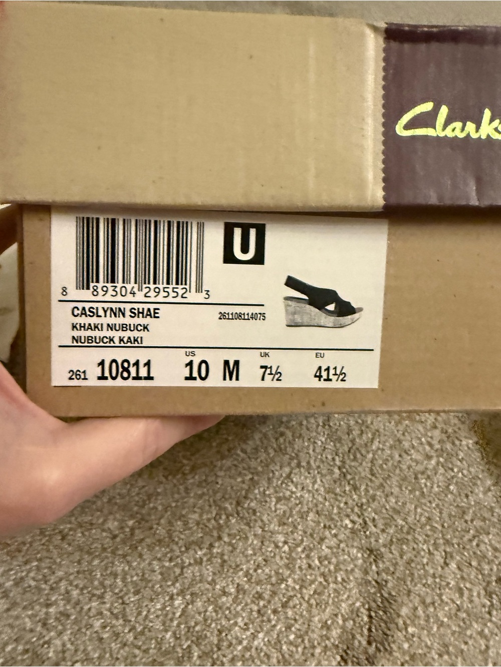 Clarks Caslynn Shae Men's Khaki Nubuck Wedge Sandal